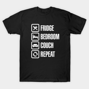 Fridge bedroom couch repeat Covid 19 Coronavirus T-Shirt